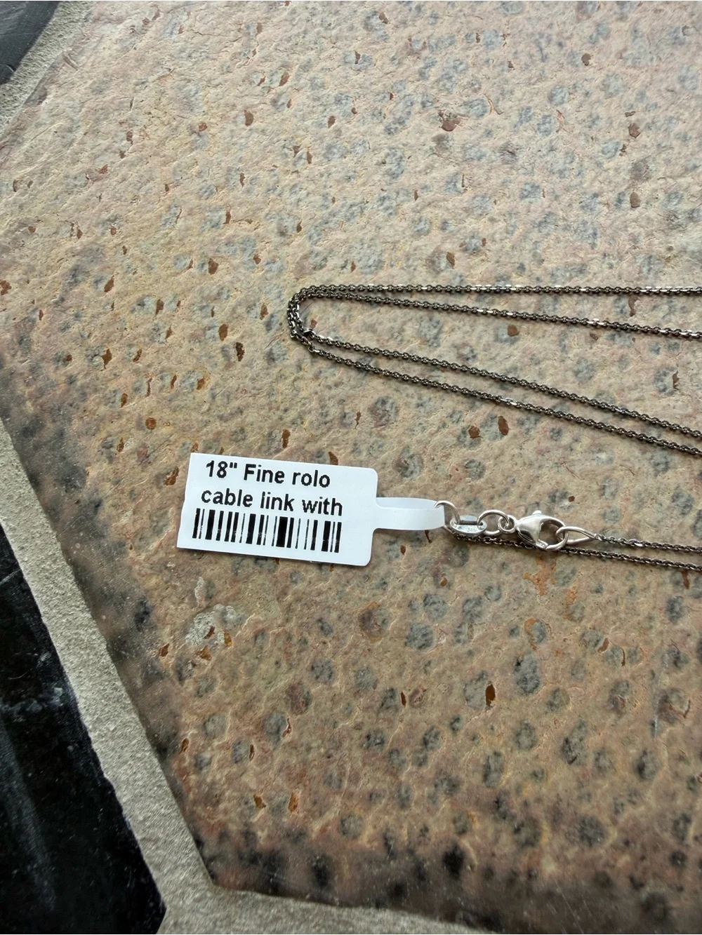 18kt White Gold Faceted Black Rhodium Fine Rolo Cable Necklace - 18